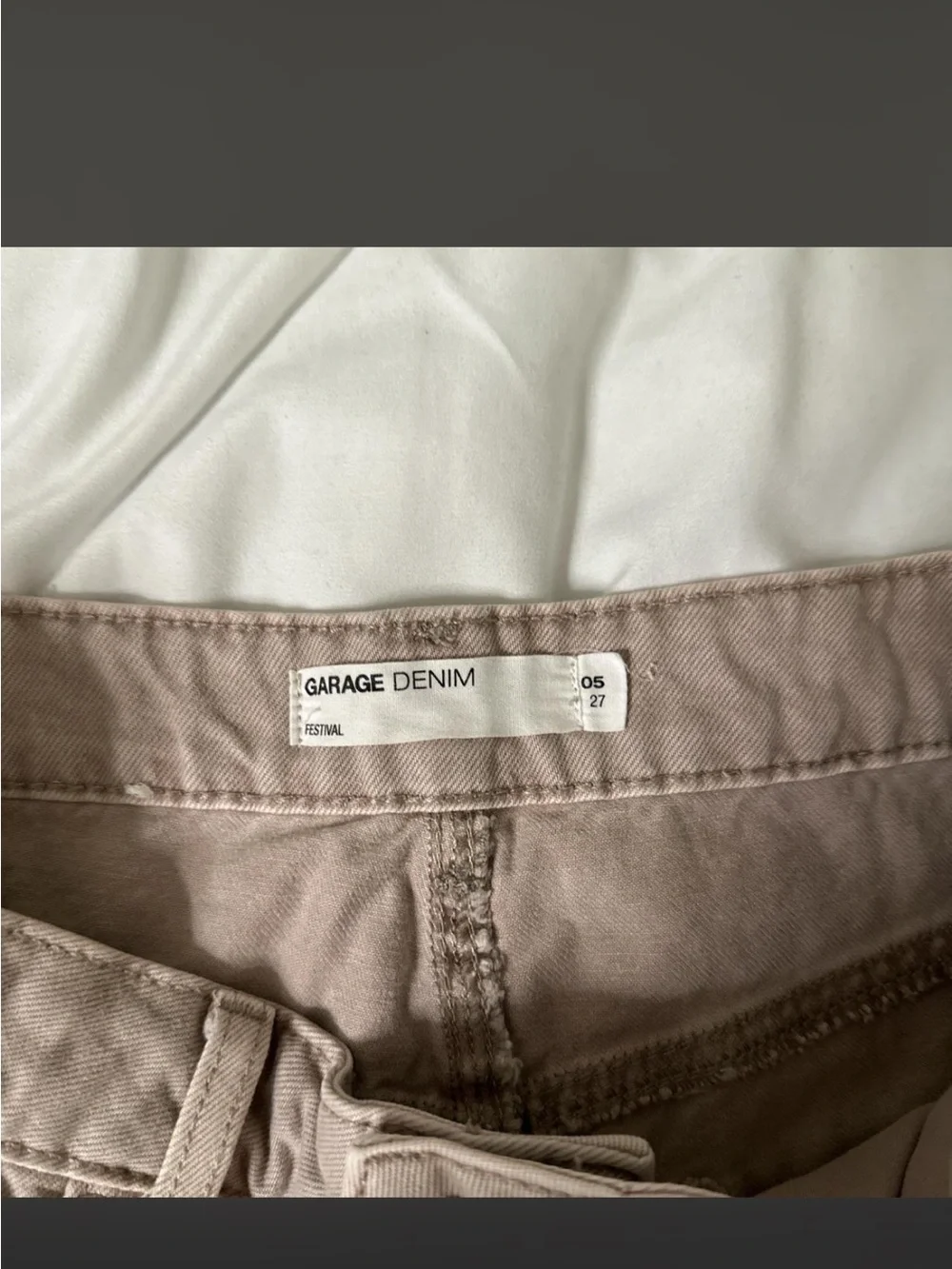 Garage Taupe Distressed Denim Shorts